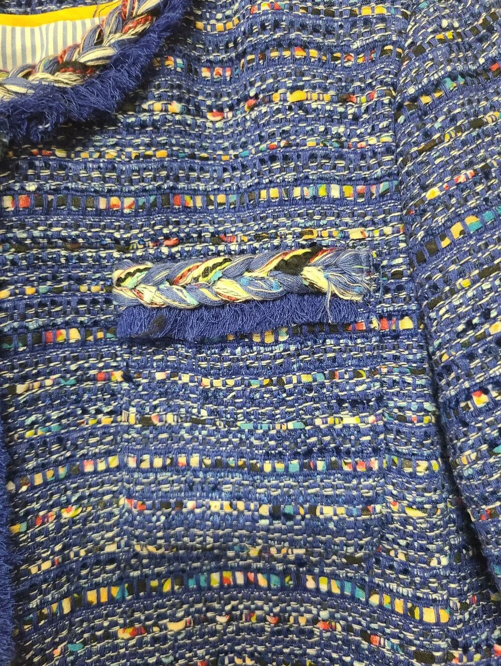 J.Crew Cropped Bouclé Jacket in Vibrant Blue Tweed